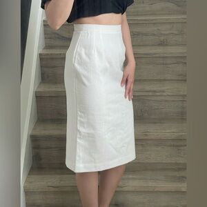 White Linen Midi Skirt